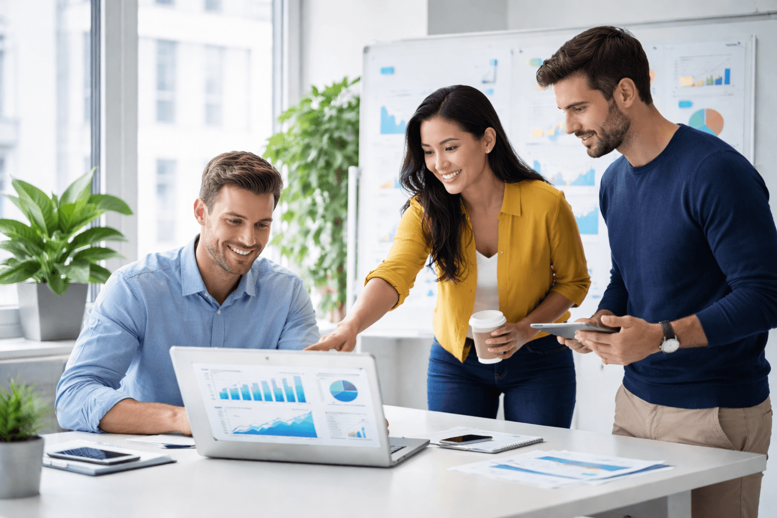 SaaS industry professionals analyzing data